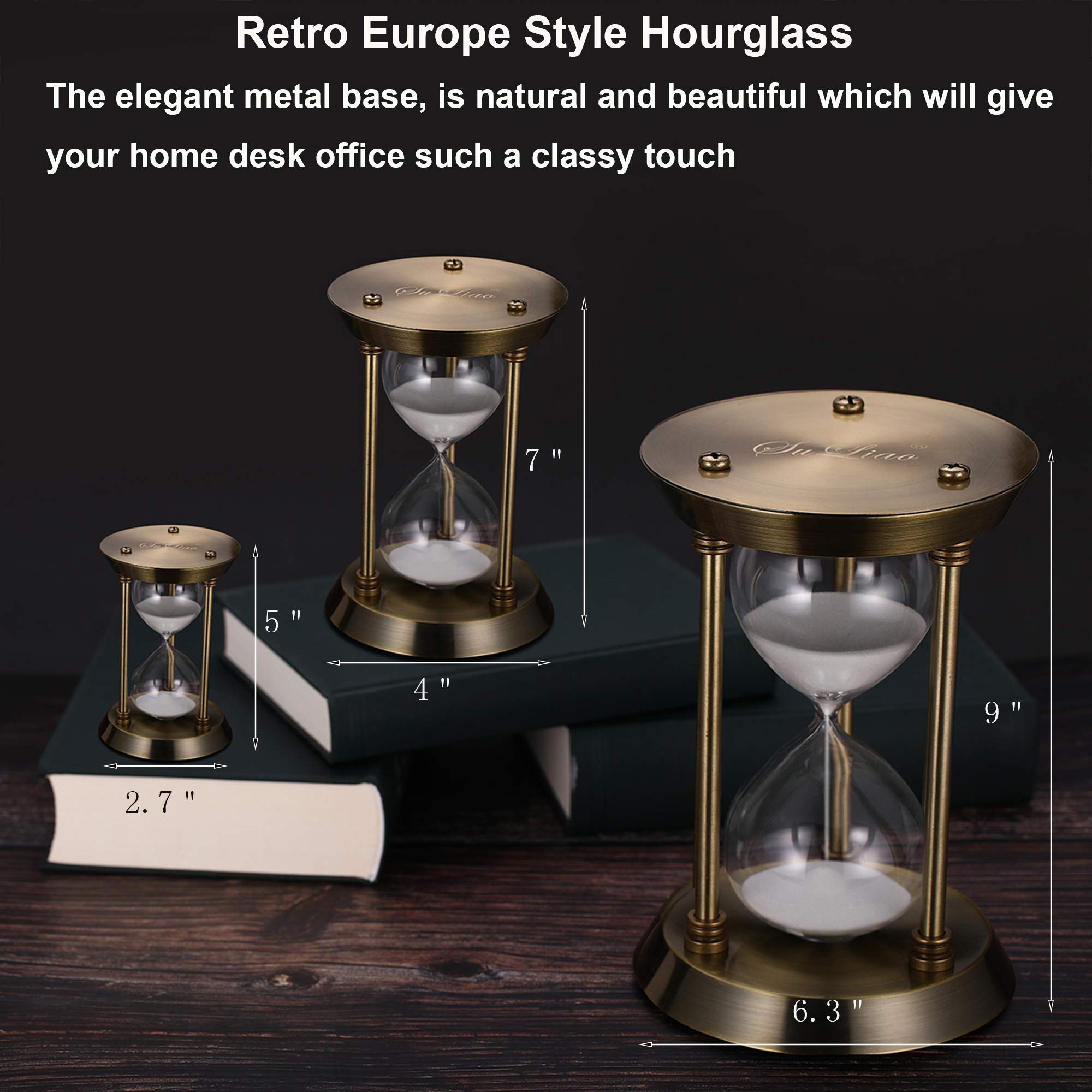 SuLiao Brass Hourglass 30 Minute Sand Clock Timer  Grande Reloj De Arena 30 Minutos  Metal Hour Glass Sandglass for Gifts & Home Desk Office Decorative